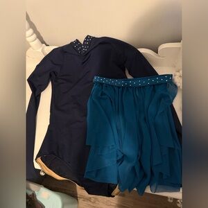 Navy and Teal Figure Dance Costume
